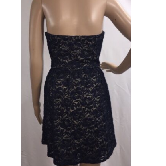 Strapless Navy Blue Lace Dress Medium - Picture 4 of 6